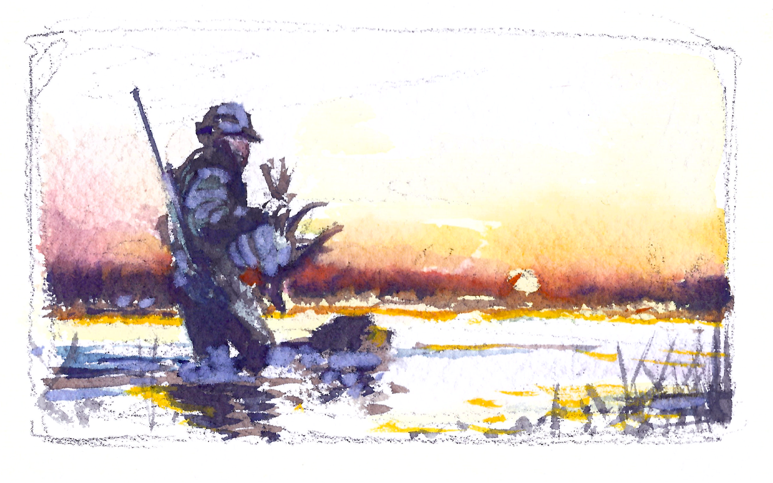 Teal Blake illustration of duck hunting