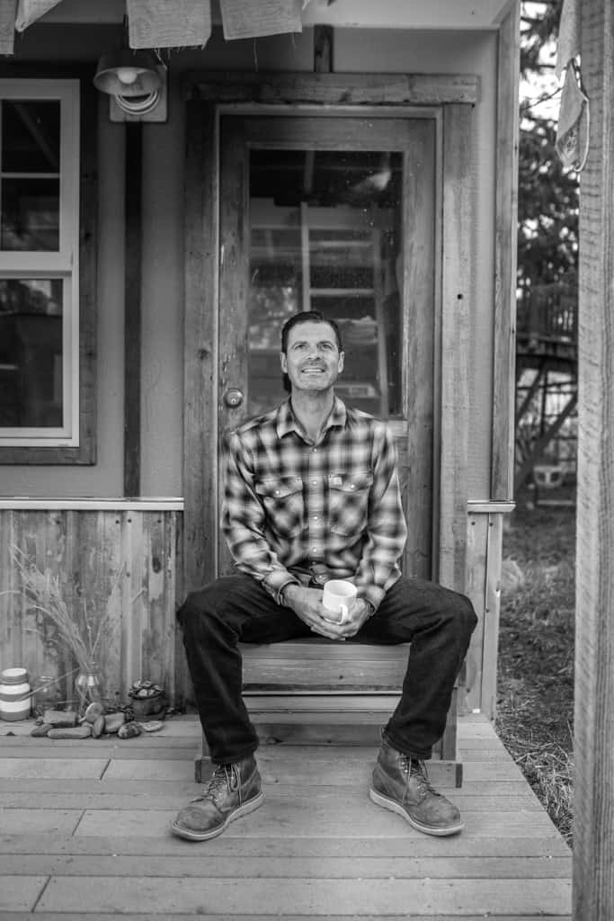 Portrait of Chris Dombrowski outside his study in Montana.