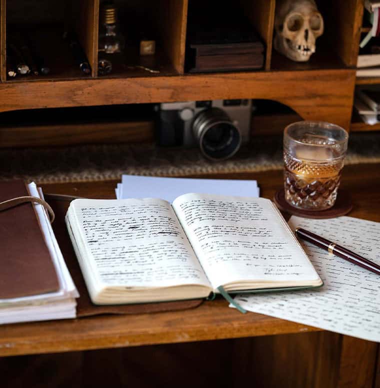 Handwritten journal on desk