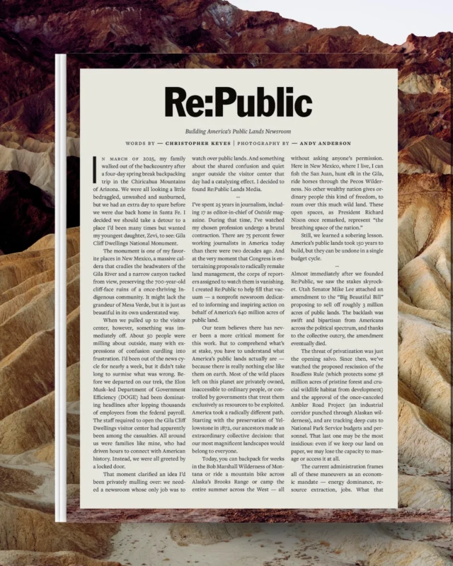 “You cannot put a price on something that took an epoch to make.”

In ‘Re:Public’ from Modern Huntsman Volume 16, former Outside magazine editor-in-chief Christopher Keyes (@re_publiclands) explains why he founded a nonprofit newsroom dedicated entirely to covering America’s 640 million acres of public land. The piece includes a Public Lands Report Card that grades our lands across eight categories, from wildlife and biodiversity to funding and wildfire preparedness. The overall score: a D+.

Whether you wear Patagonia fleece or blaze orange, this is your land, and these are your stakes.

Find ‘Re:Public’ and more stories in Modern Huntsman Volume 16. Subscribe or purchase using the link in our bio.

Words by: Christopher Keyes (@re_publiclands)
Photography by: Andy Anderson (@andyandersonphoto)

#publiclands